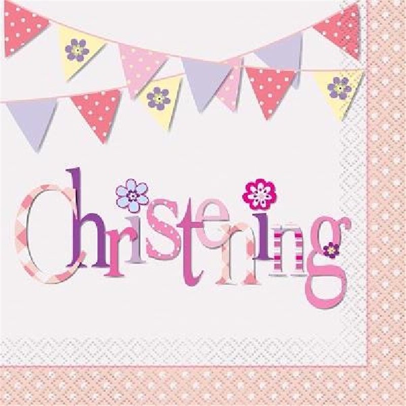 (16) PINK CHRISTENING L/NAPKINS