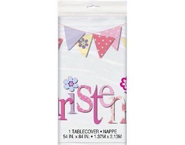 54X84IN PINK CHRISTENING TABLE COVER