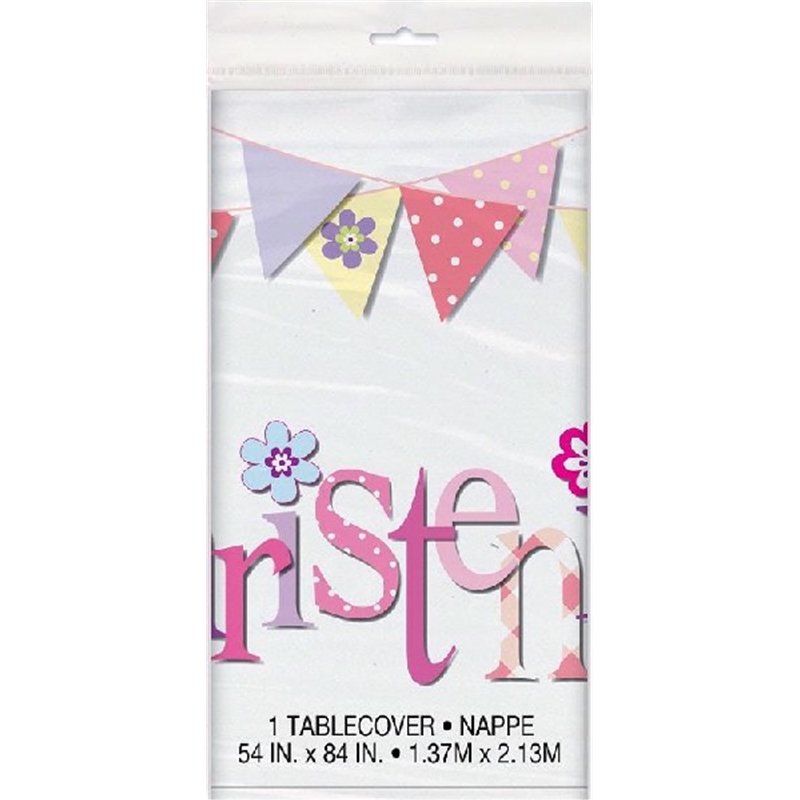 54X84IN PINK CHRISTENING TABLE COVER