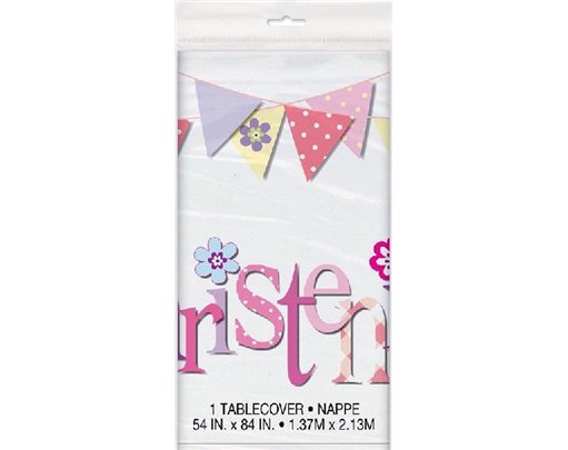 54X84IN PINK CHRISTENING TABLE COVER