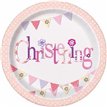 (8) 9IN PINK CHRISTENING PLATES