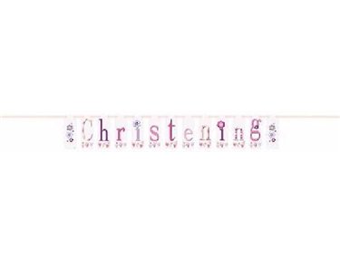 7FT PINK CHRISTENING LETTER BANNER