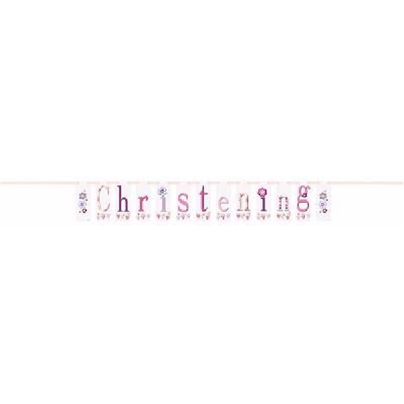 7FT PINK CHRISTENING LETTER BANNER