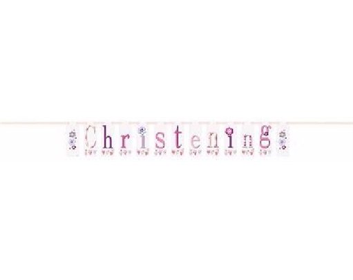 7FT PINK CHRISTENING LETTER BANNER
