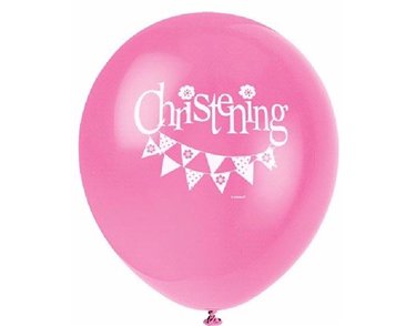 (8) 12IN PINK CHRISTENING BALLOONS