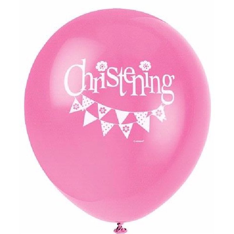 (8) 12IN PINK CHRISTENING BALLOONS