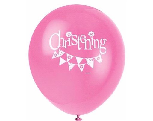 (8) 12IN PINK CHRISTENING BALLOONS