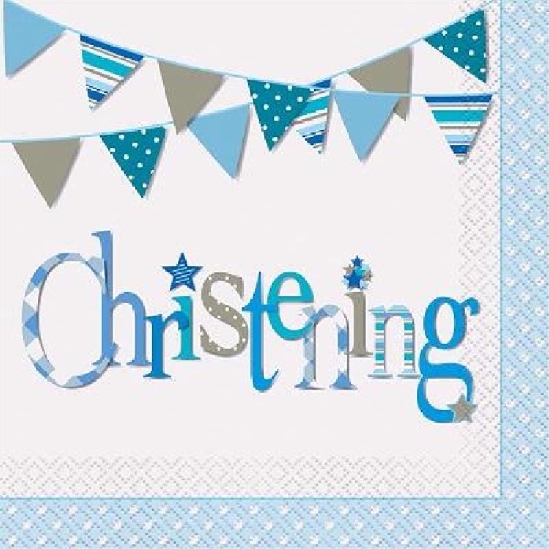 (16) BLUE CHRISTENING L/NAPKINS
