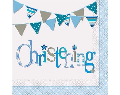 (16) BLUE CHRISTENING L/NAPKINS