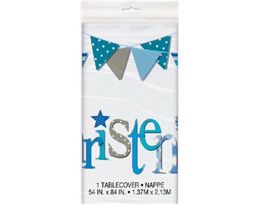 54X84IN BLUE CHRISTENING TABLE COVER