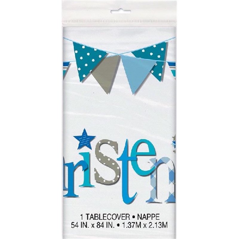 54X84IN BLUE CHRISTENING TABLE COVER