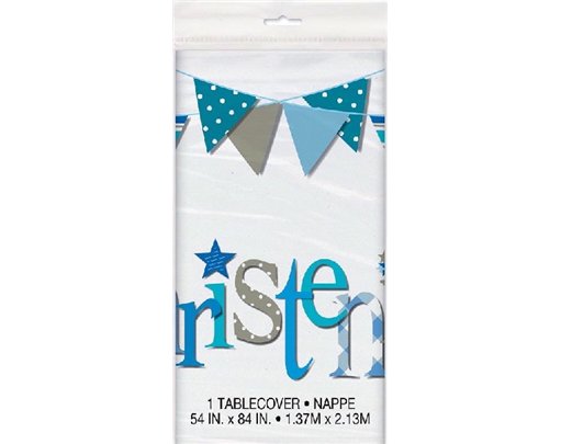 54X84IN BLUE CHRISTENING TABLE COVER