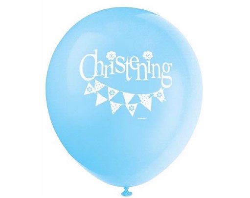 (8) 12IN BLUE CHRISTENING BALLOONS