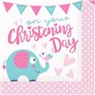 (16) 33CM CHRISTENING PINK L/NAPKINS