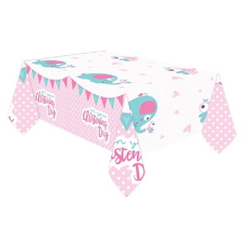 CHRISTENING PINK TABLECOVER