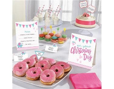 12PC CHRISTENING PINK BUFFET KIT