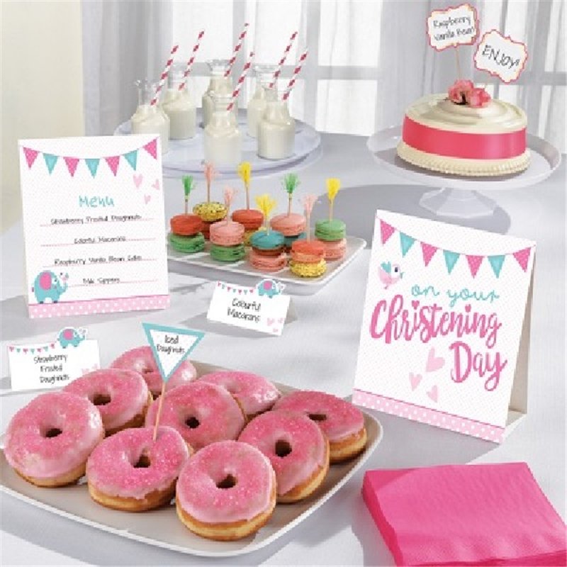 12PC CHRISTENING PINK BUFFET KIT