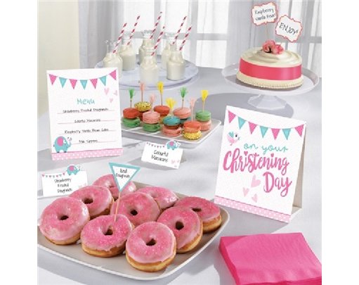 12PC CHRISTENING PINK BUFFET KIT