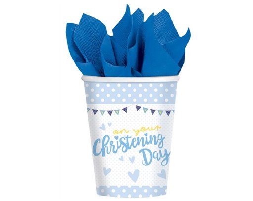 (8) CHRISTENING BLUE CUP 266ML