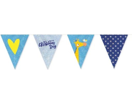 CHRISTENING BLUE PENNANT BANER