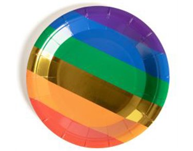 10PK 9in RAINBOW GOLD FOIL PLATES