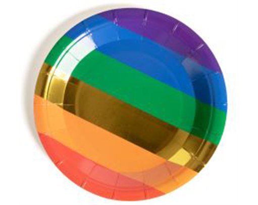 10PK 9in RAINBOW GOLD FOIL PLATES