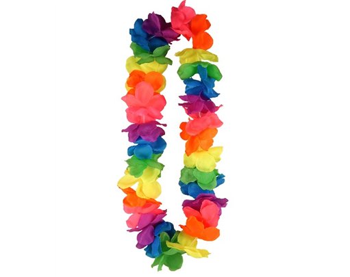 100CM W/6CM PETAL MULTI NEON HULA LEI