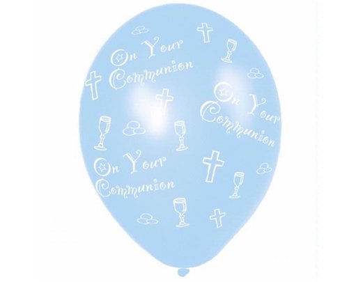 (6) COMMUNION BLUE LATEX BALLOONS