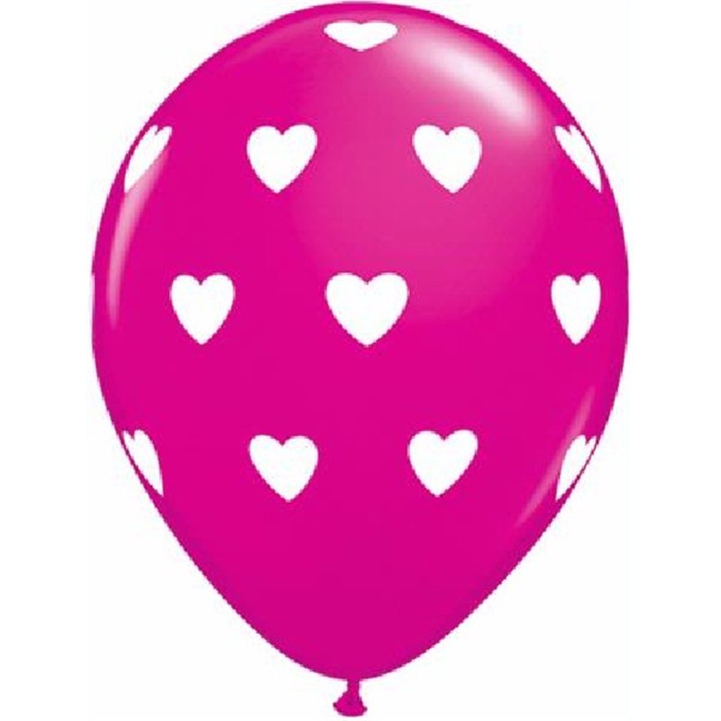 (25) 11IN PINK BIG HEARTS BALLOONS