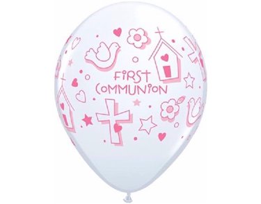 (25) WHITE 1ST COMMUNION GIRL 11IN BALLOONS