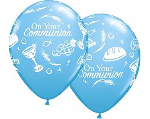 (25) BLUE COMMUNION SYMBOLS 11IN BALLOONS