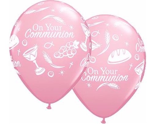 (25) PINK COMMUNION SYMBOLS 11IN BALLOONS