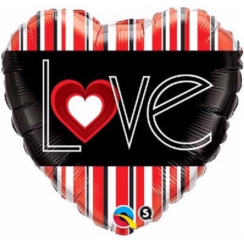 HEART RED STRIPES 18IN FOIL