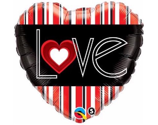 HEART RED STRIPES 18IN FOIL