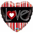 HEART RED STRIPES 18IN FOIL