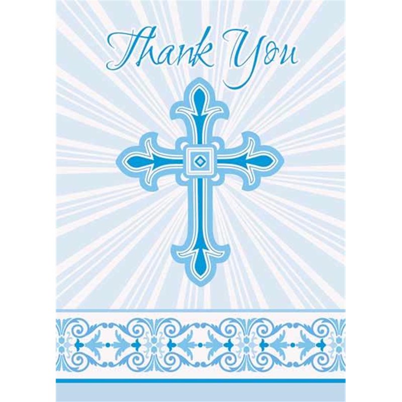 (8) BLUE RADIANT CROSS THANK YOU NOTES