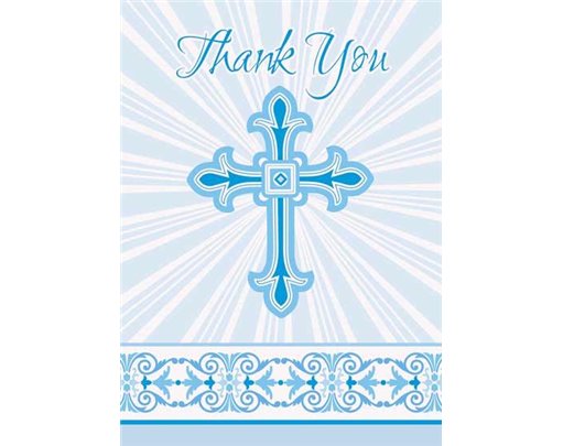 (8) BLUE RADIANT CROSS THANK YOU NOTES