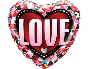 LOVE TRIANGLES 18IN FOIL BALLOON