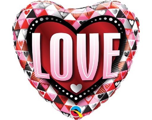 LOVE TRIANGLES 18IN FOIL BALLOON