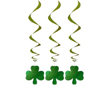 3PC HANGING SPIRAL SHAMROCK DECORATION