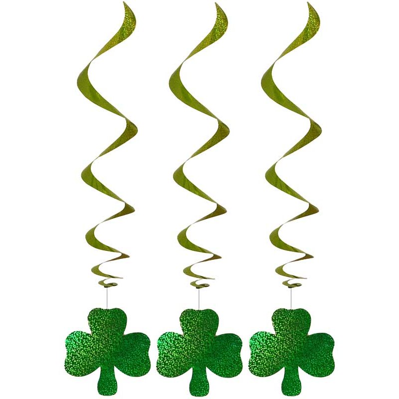 3PC HANGING SPIRAL SHAMROCK DECORATION