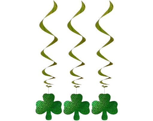 3PC HANGING SPIRAL SHAMROCK DECORATION