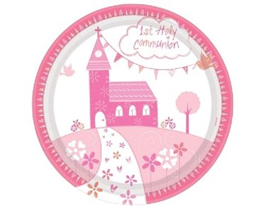 (8) 23CM PINK COMMUNION CHURCH PLATES