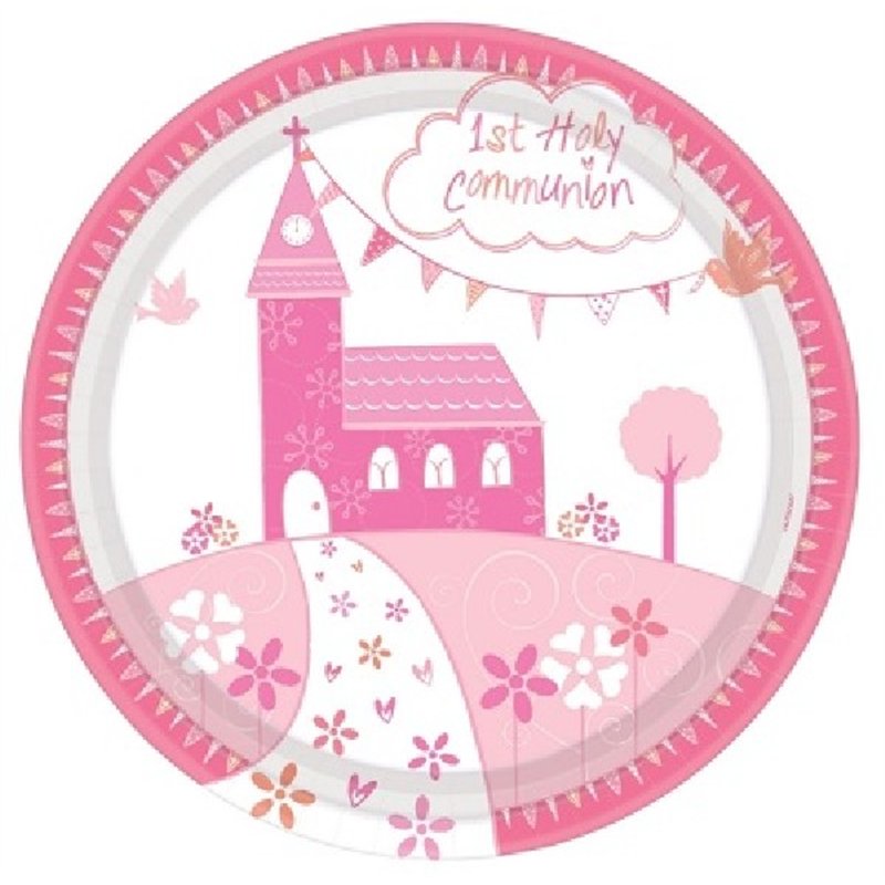 (8) 23CM PINK COMMUNION CHURCH PLATES