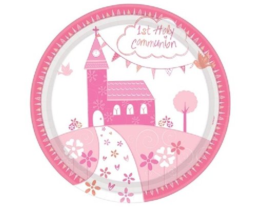 (8) 23CM PINK COMMUNION CHURCH PLATES