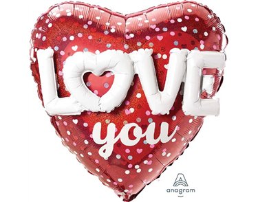 3D LOVE HEARTS & DOTS FOIL BALLOON