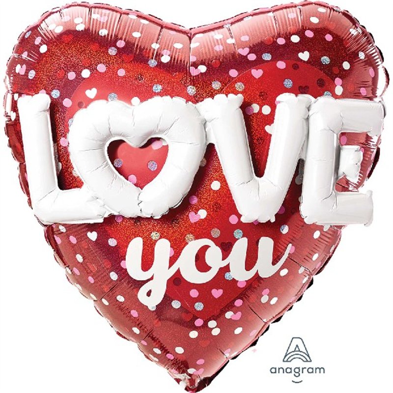 3D LOVE HEARTS & DOTS FOIL BALLOON
