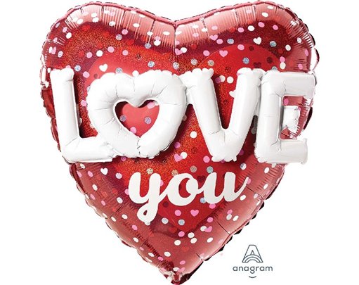 3D LOVE HEARTS & DOTS FOIL BALLOON