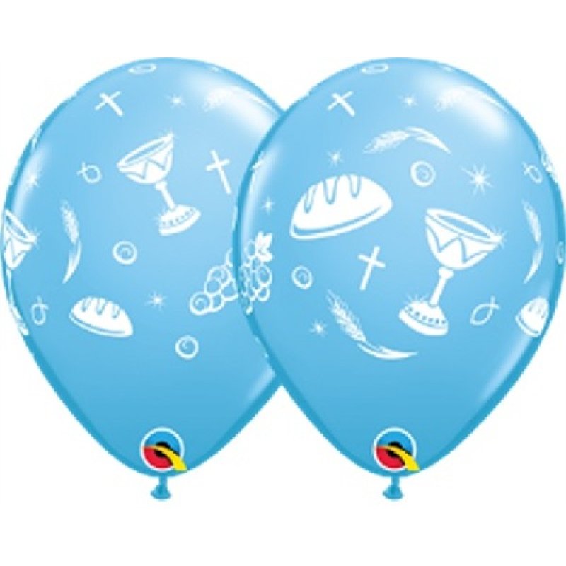 (25) 11IN PALE BLUE COMMUNION ELEMENTS QUALATEX