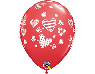 (25) 11IN HEARTS & ARROWS BALLOONS